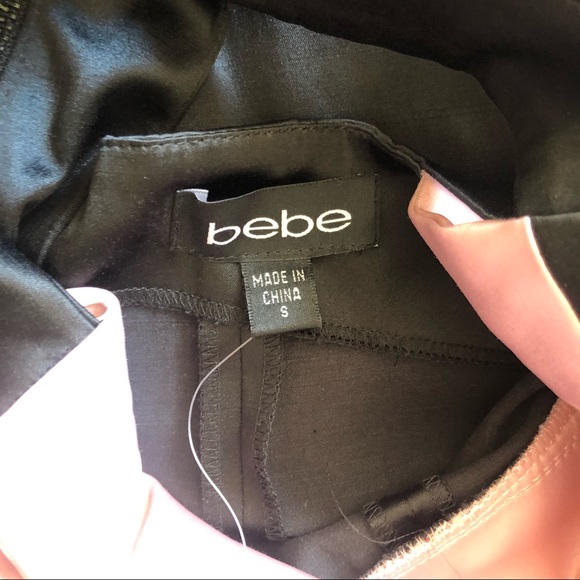 Bebe Pink and Black Satin Color Block Cut Out Dress  size Small - Picture 8 of 10